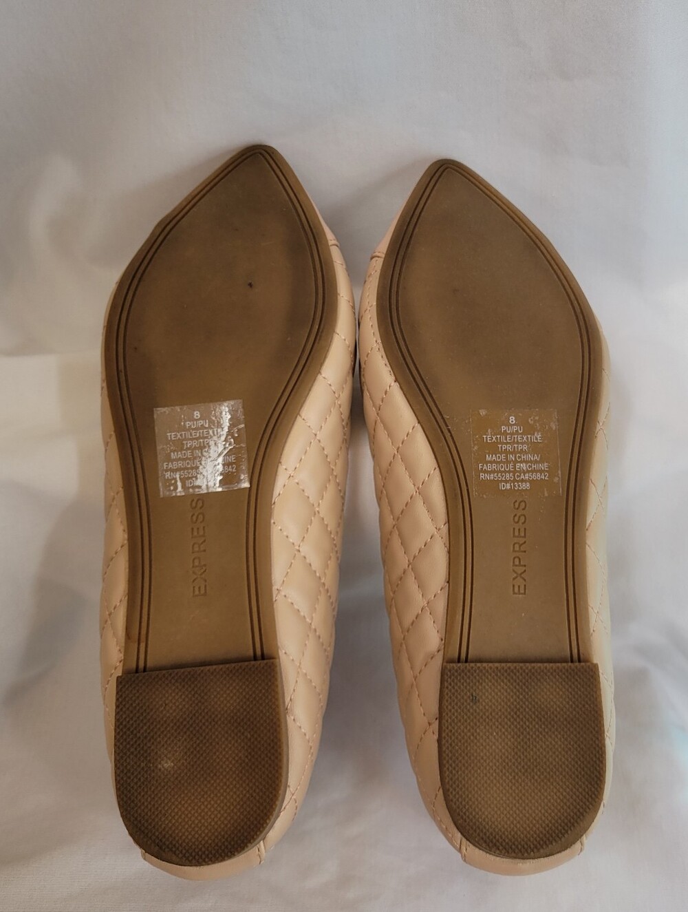 Express NUDE BEIGE Quilted Pointed Toe Ballet Flats 8 - Picture 3 of 3